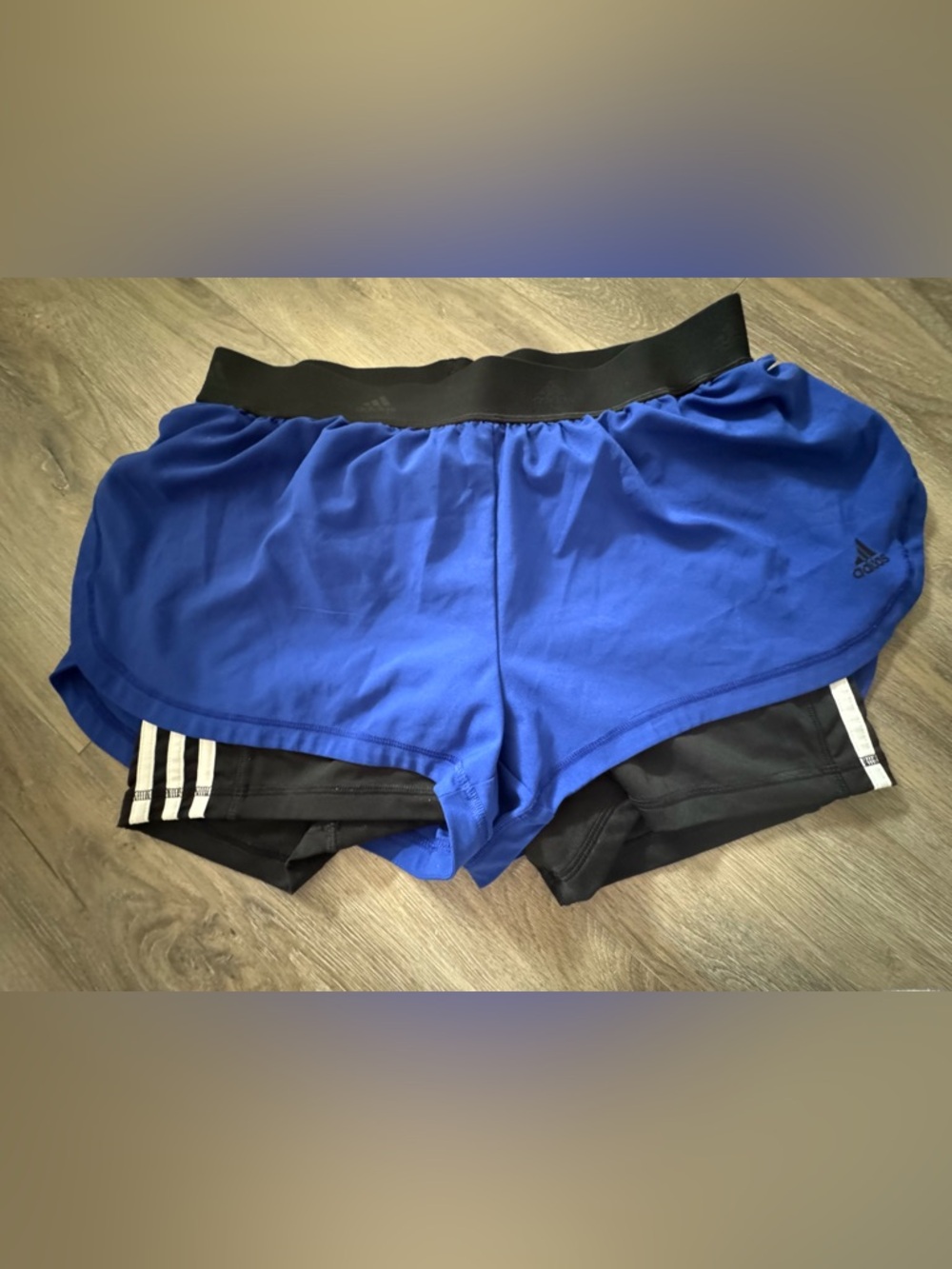 adidas Women's Royal Blue and Black 2-in-1 Athletic Shorts